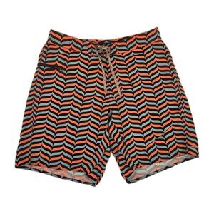 PATAGONIA  Wavefarer Board Shorts‎ Swim Trunks Orange & Blue Print Men's Size 35